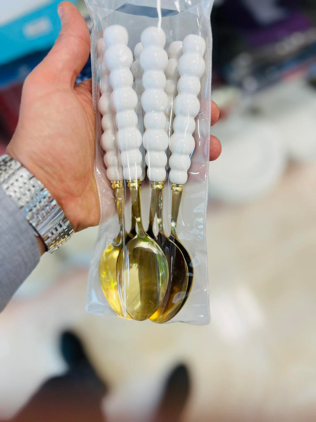 طقم ملاعق 6 ببلي لون ذهبي