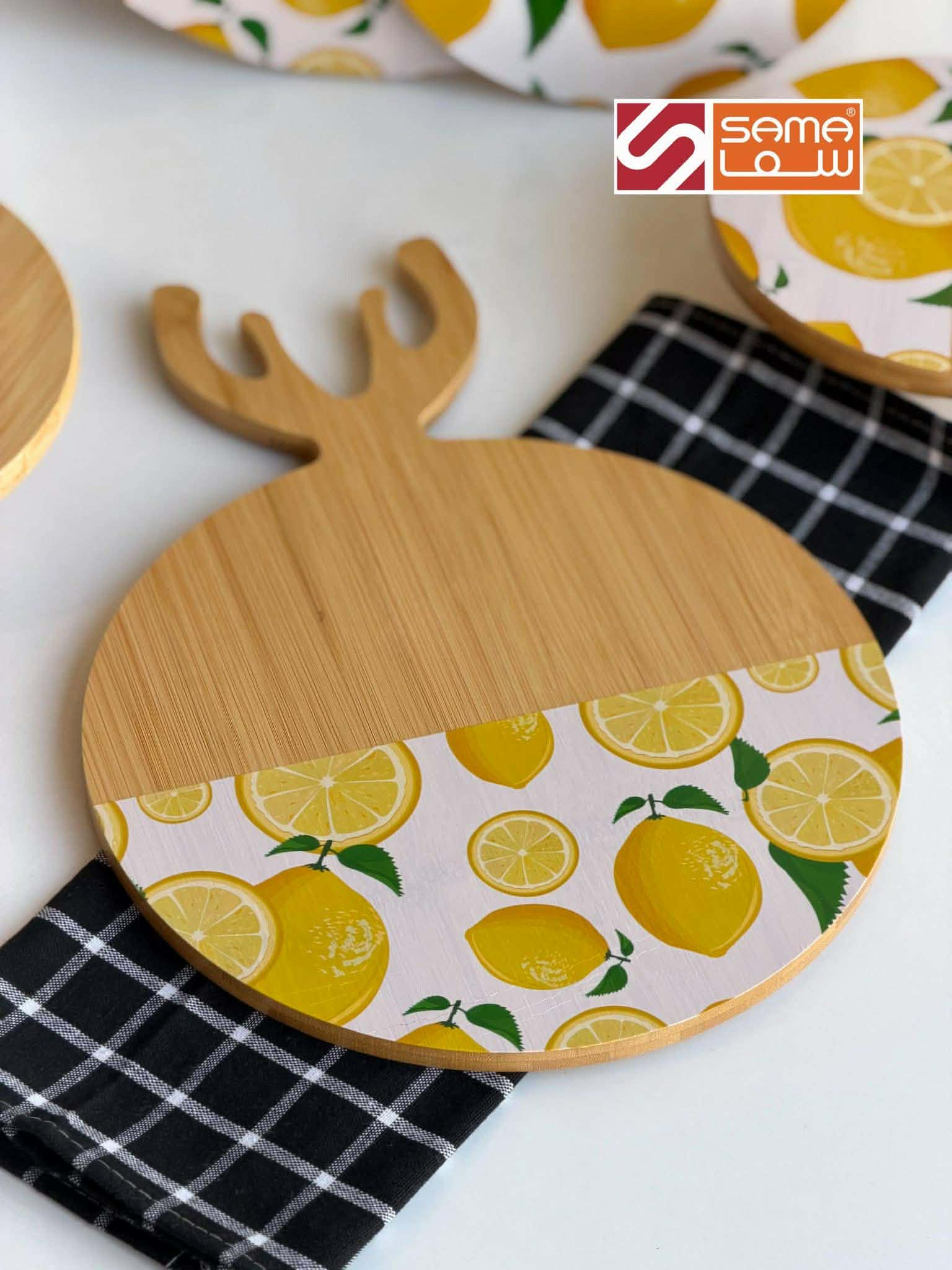 صحن خشب ليمون🍋 دائري