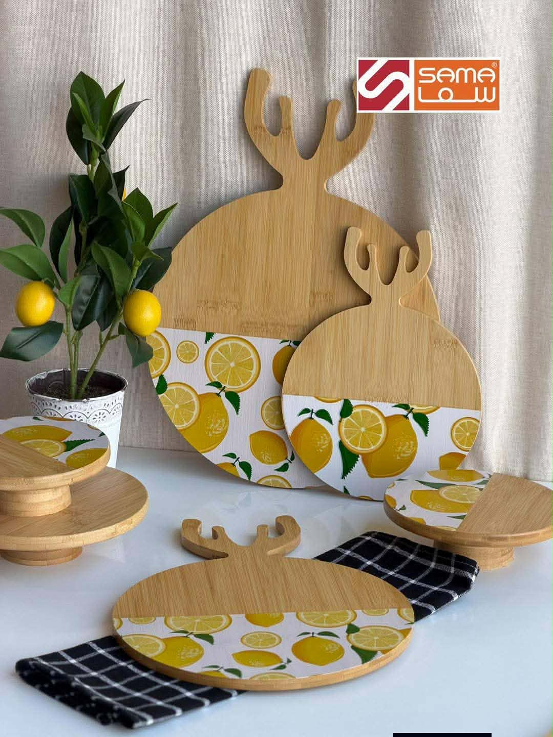 صحن خشب ليمون🍋 دائري